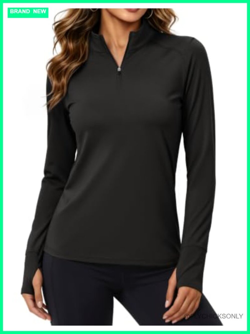 Women Quarter Zip Fleece Pullover Athletic Running Sweatshirt Thumbholes